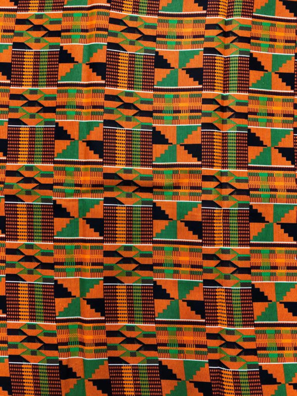 Simple Orange Kente Fabric