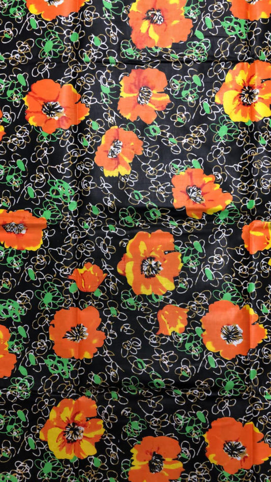 Orange flower African Print Fabric