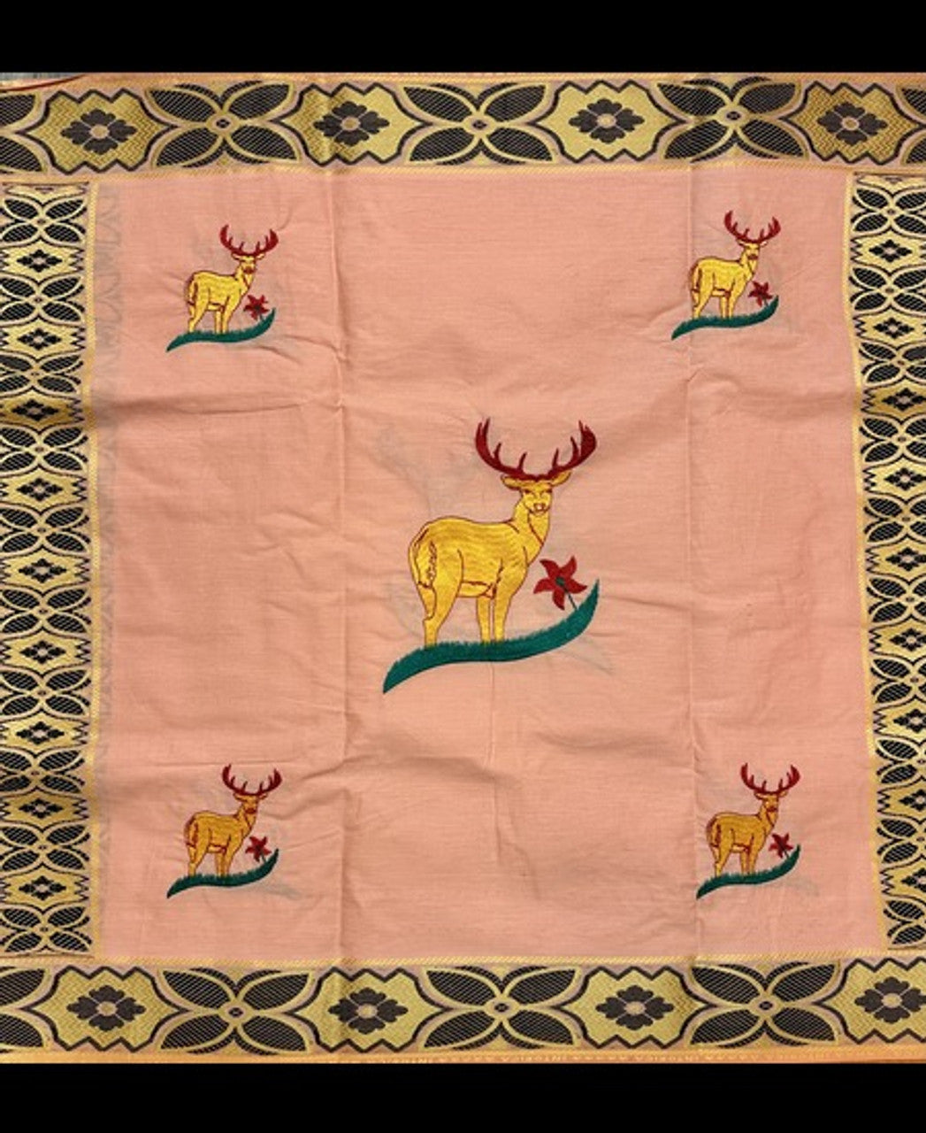 Pink Embroidered George Fabric