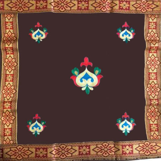 Brown Embroidered George Fabric