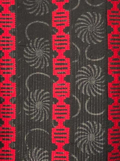 Embossed African Brissi Funeral Cloth With Red Line Pattern