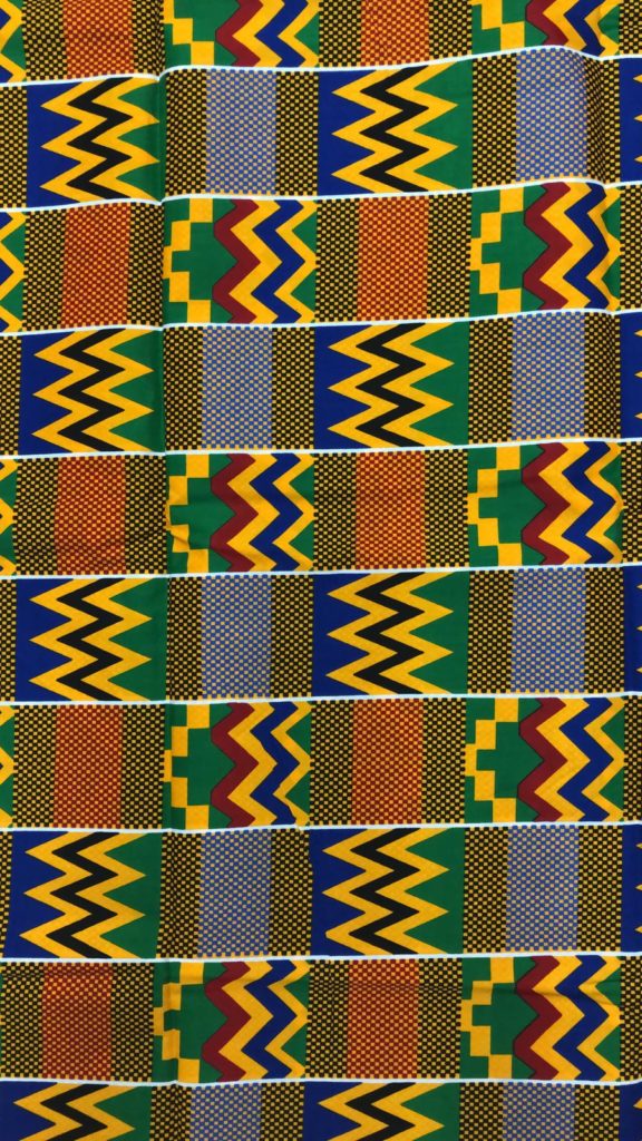 Blue Yellow and Green Original Kente Print