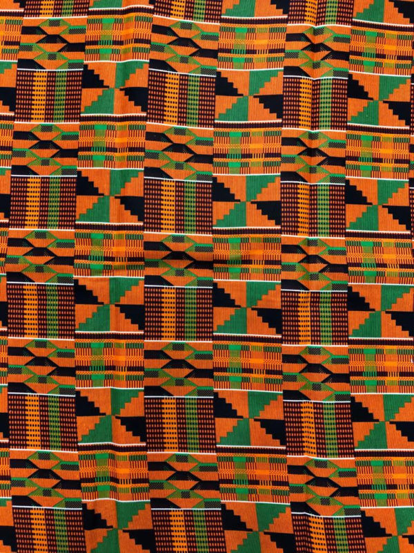 Simple Orange Kente Fabric 