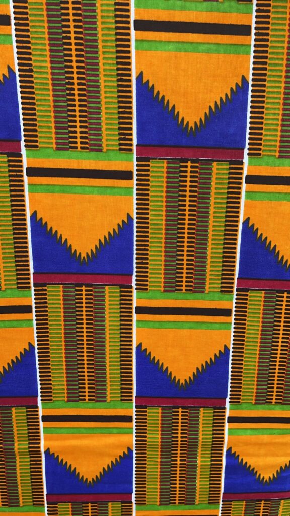 Blue-Patterned Kente Fabric