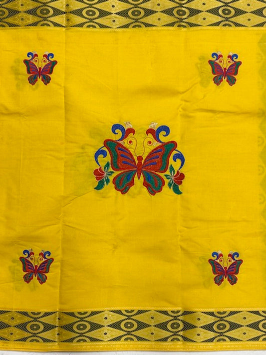Yellow Embroidered George Fabric