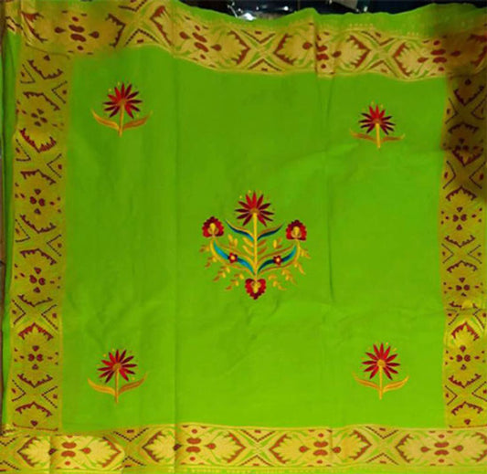 Lime Green Embroidered George Fabric