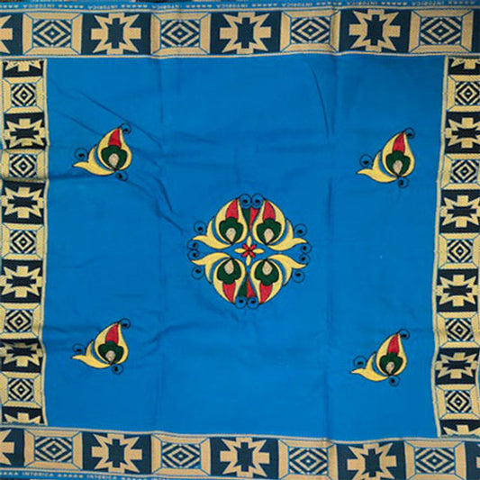 Turquoise Blue Embroidered George Fabric